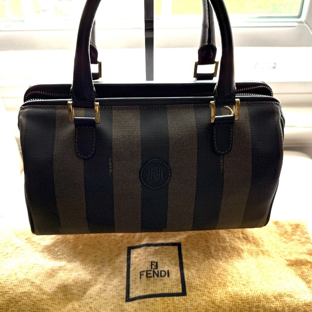 Fendi Pequin Boston Bag